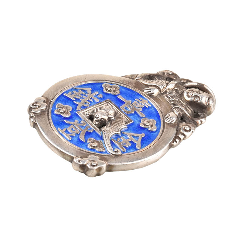 Xideng Money Fuwa Mascot Pendant Retro Craft Figure Enamel Engraved High Relief Ethnic Style Silver Jewelry