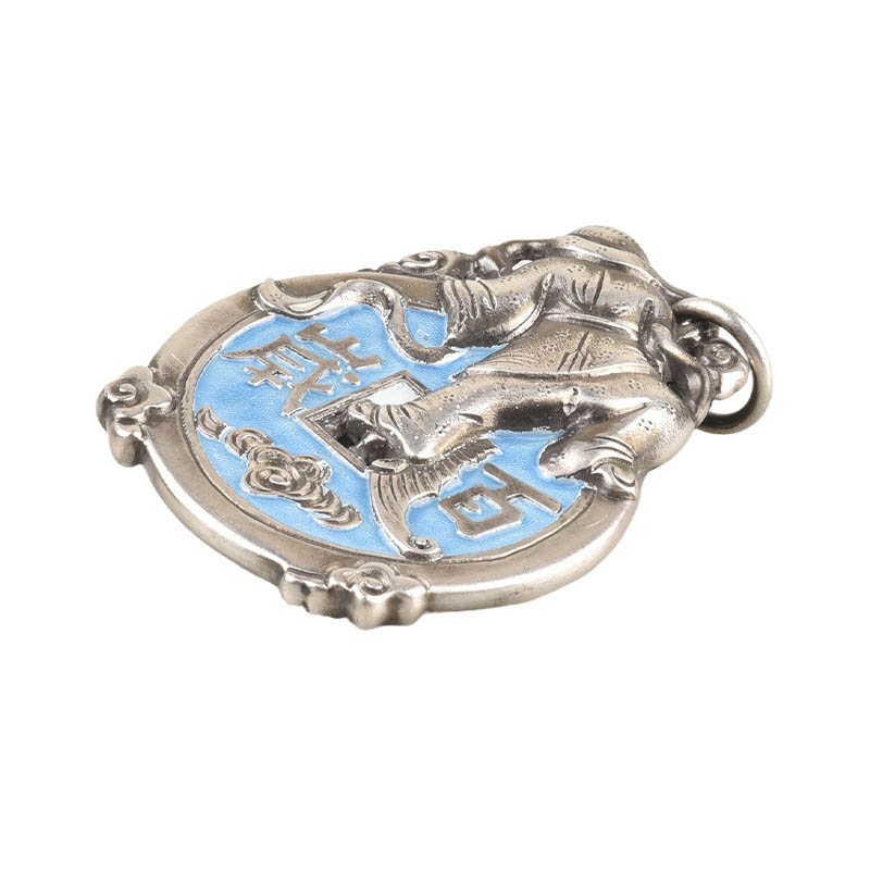 Xideng Money Fuwa Mascot Pendant Retro Craft Figure Enamel Engraved High Relief Ethnic Style Silver Jewelry