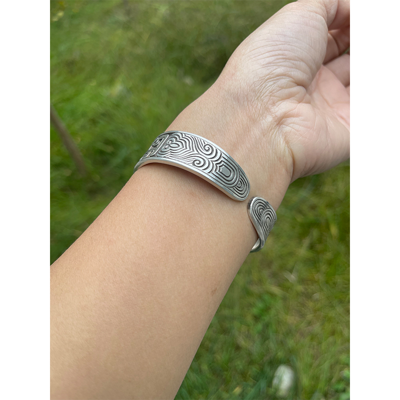 Vintage Taotie Pattern Silver Bangle