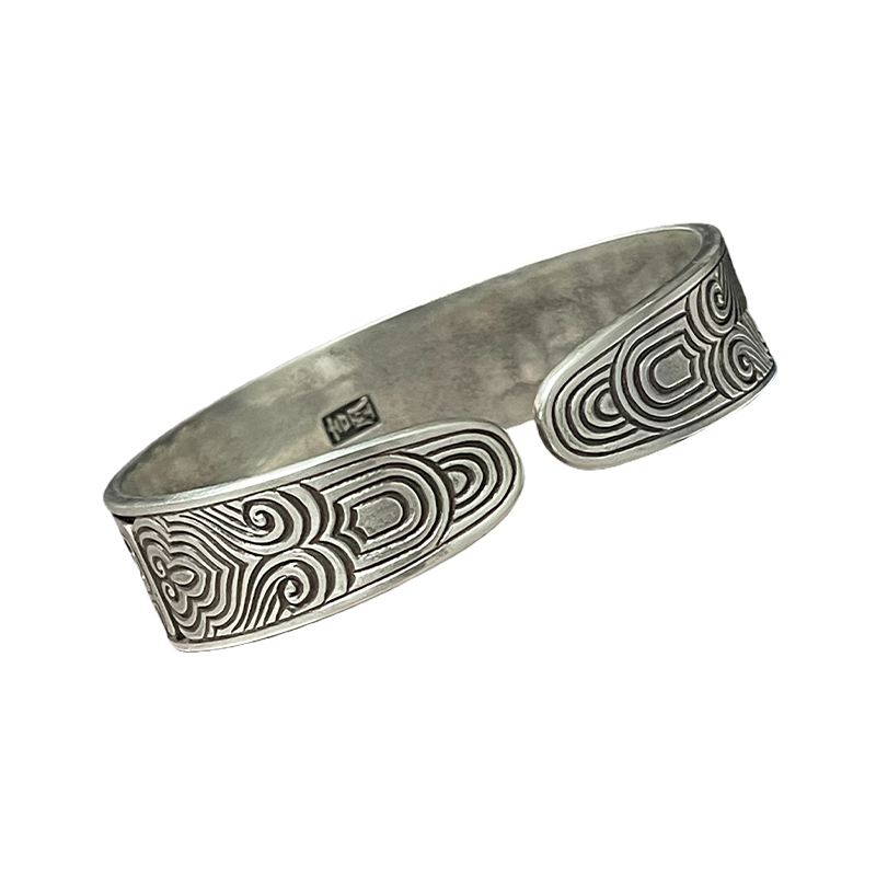 Vintage Taotie Pattern Silver Bangle