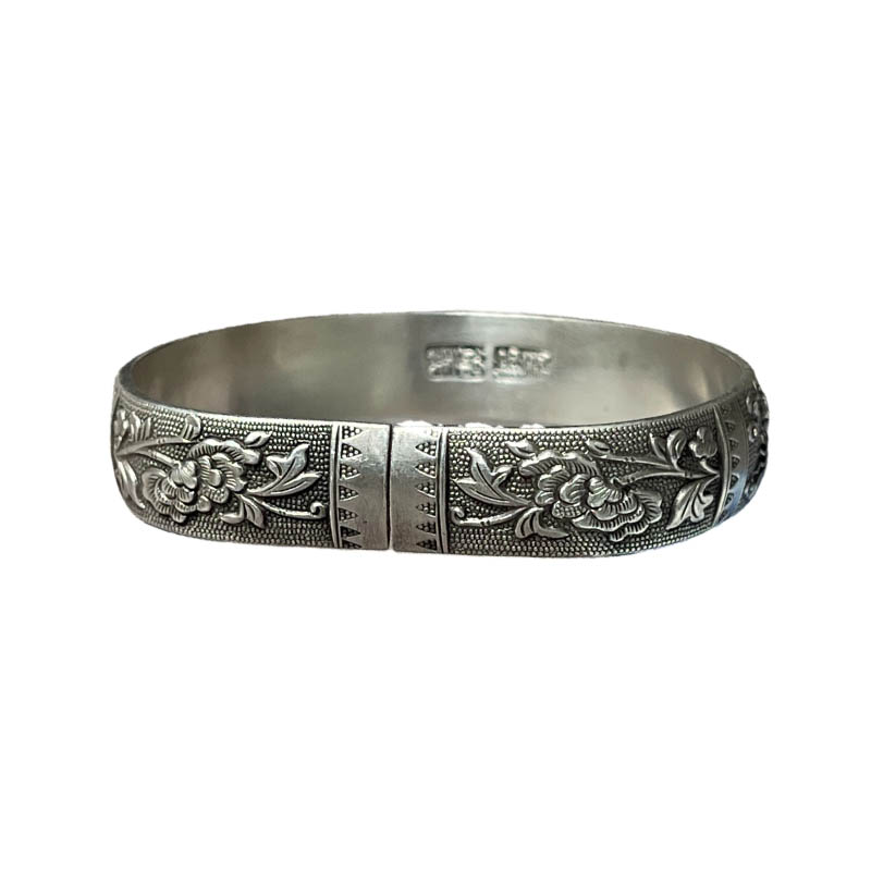Dragon and Phoenix Auspicious Sterling Silver Bangle