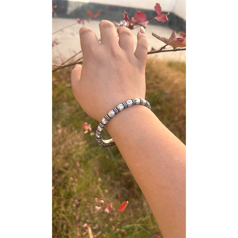 Vintage Dragon-Head Pure Silver Bangle