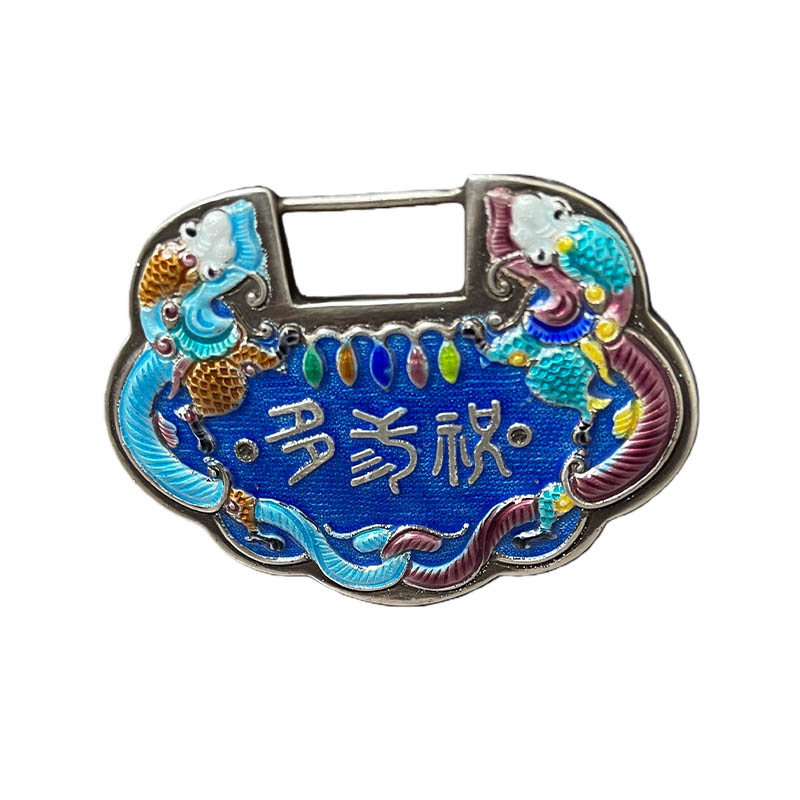 Twin Dragons Enamel Silver Locket