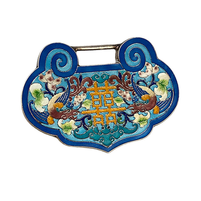 Double Happiness Enamel Silver Locket
