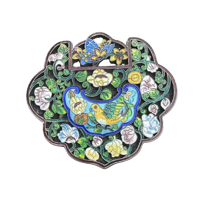 Floral Openwork Enamel Silver Locket