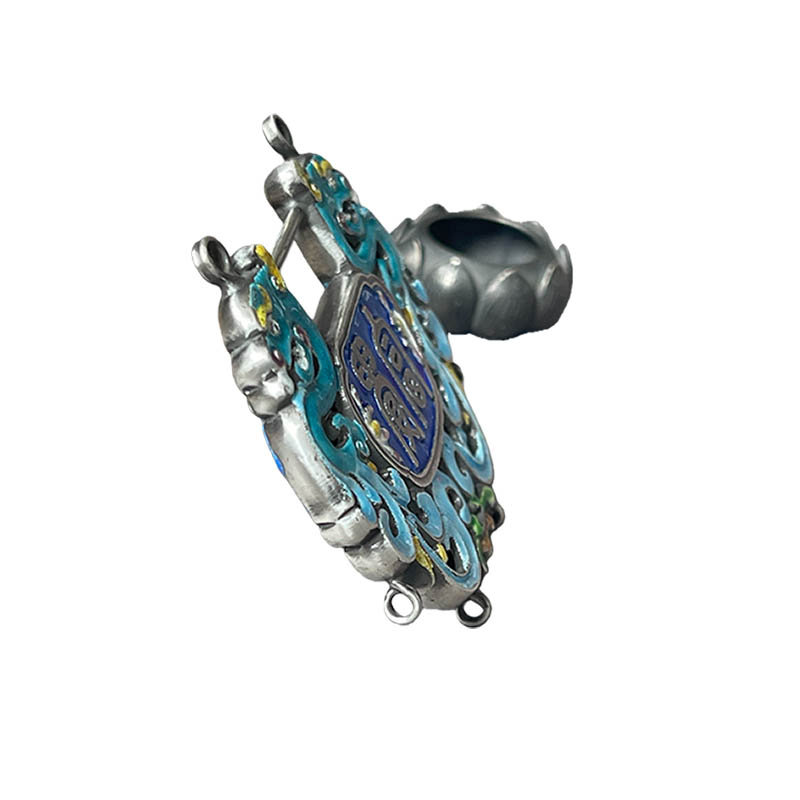 Peony Prosperity Openwork Enamel Silver Locket