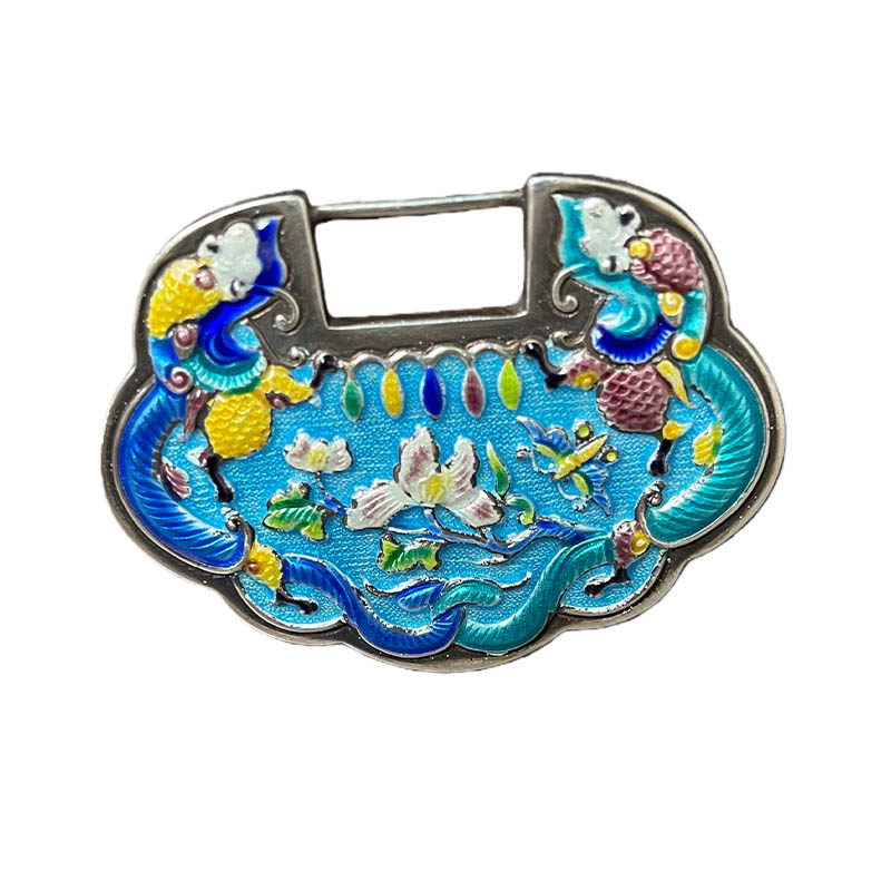 Twin Dragons Enamel Silver Locket