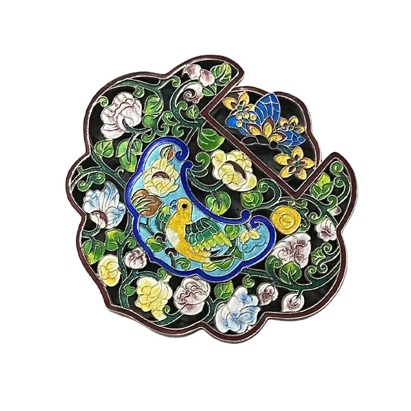 Floral Openwork Enamel Silver Locket