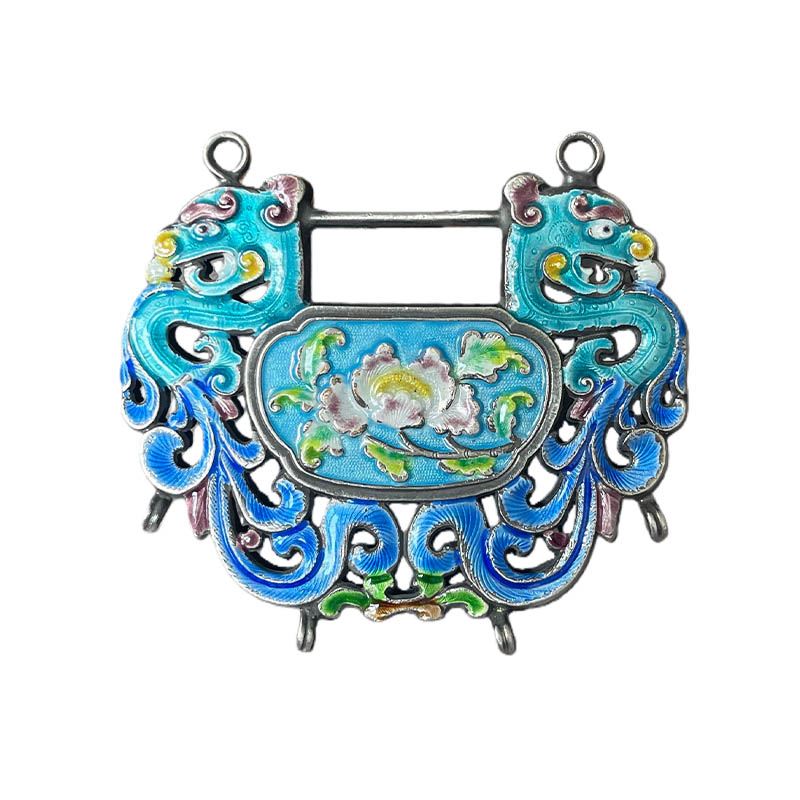 Peony Prosperity Openwork Enamel Silver Locket