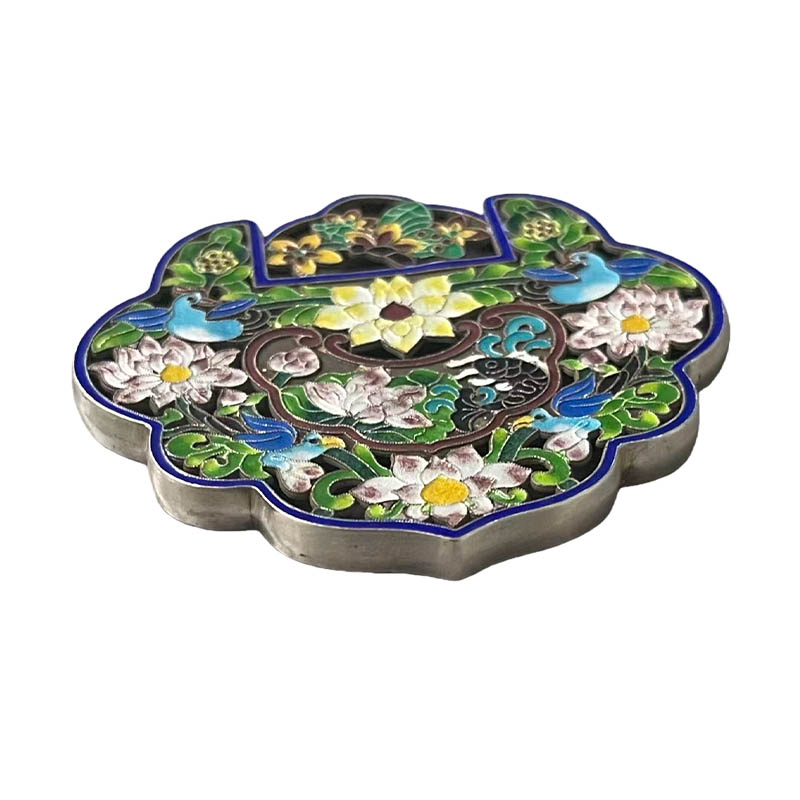 Floral Openwork Enamel Silver Locket