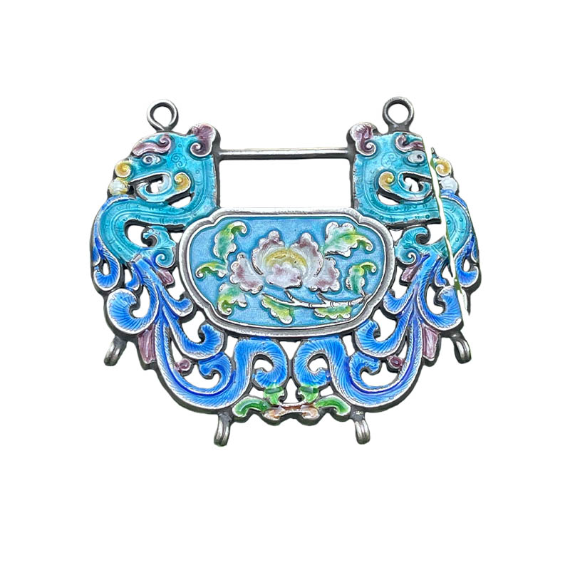 Peony Prosperity Openwork Enamel Silver Locket