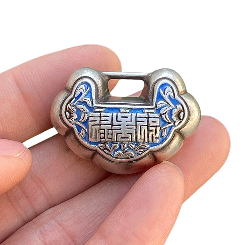 Vintage Magpie on Plum Blossom Enamel Silver Locket