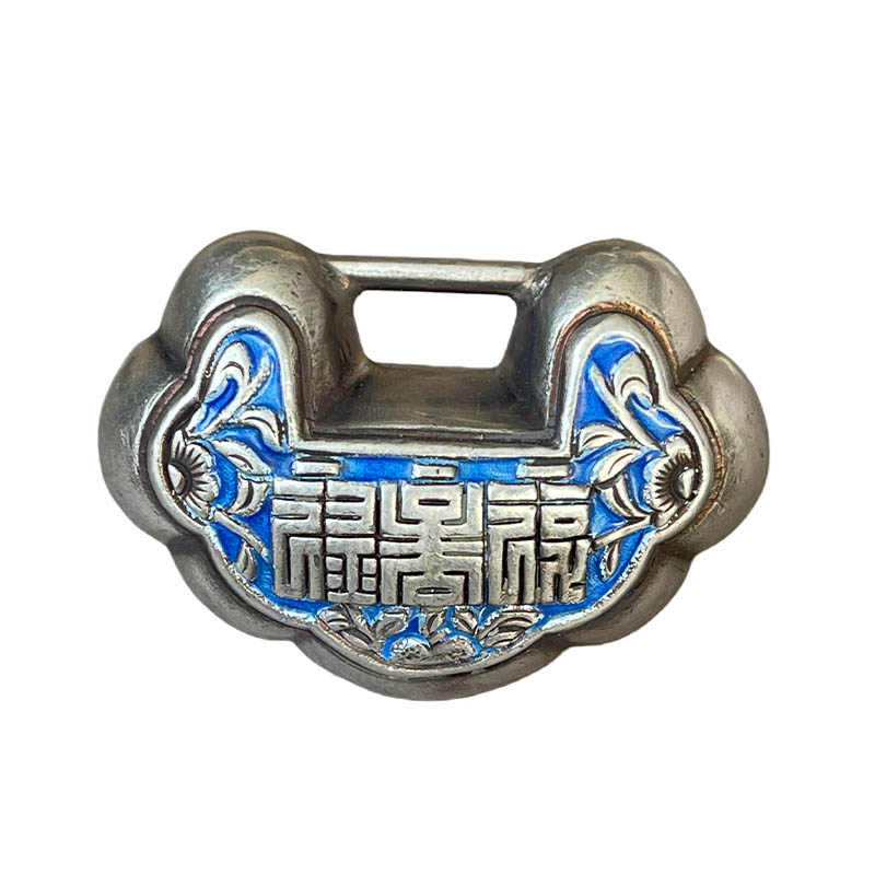 Vintage Magpie on Plum Blossom Enamel Silver Locket