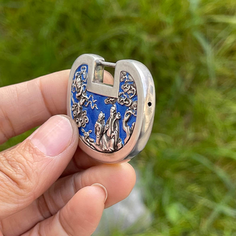 Vintage Figure Landscape Silver Locket