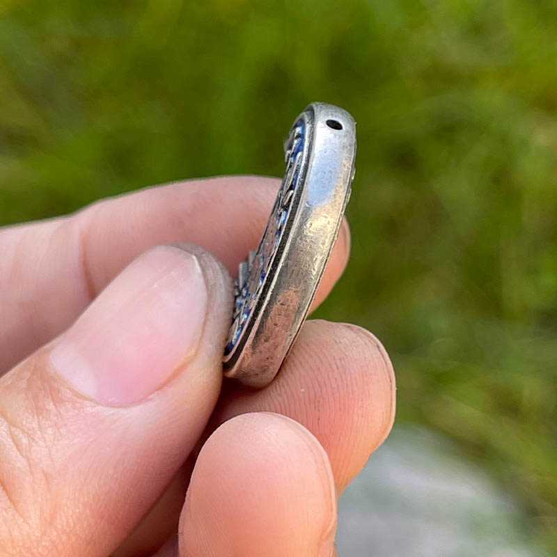 Vintage Magpie Perched on Plum Blossom Silver Locket