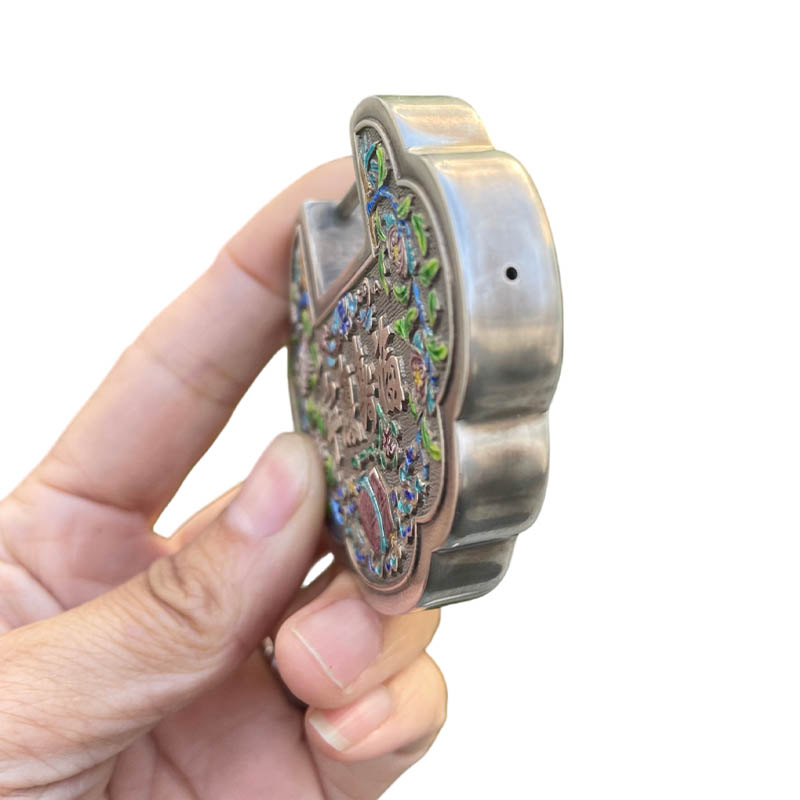 Fortune and Longevity Enamel Silver Lock