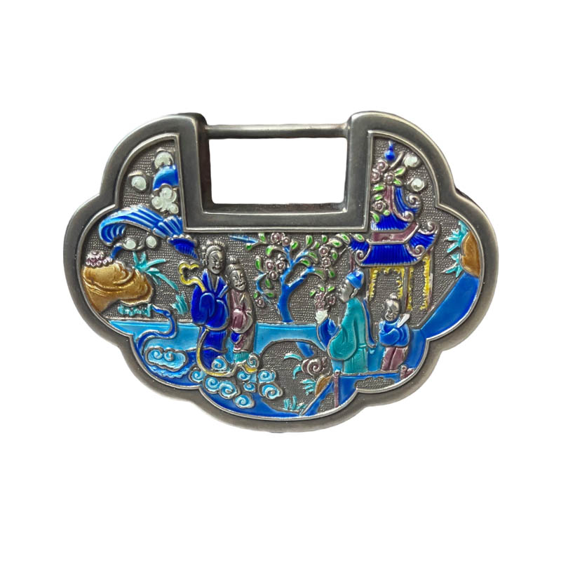Fortune and Longevity Enamel Silver Lock